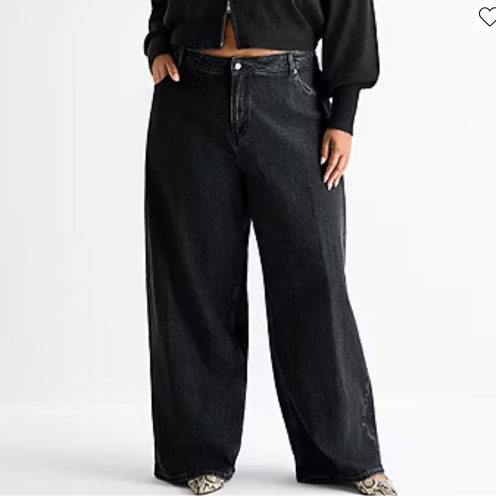 Ashley Graham Slouchy Wide Leg Black Jeans Sz 20W NWT